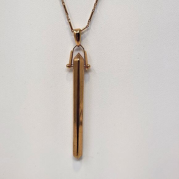 Stella and Dot Rose Gold Tone Obelisk Pendant Chain Necklace Layering Minimalist - Picture 3 of 7